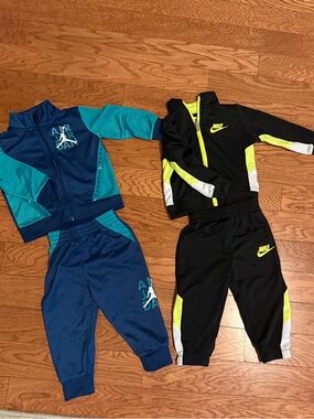 Nike Black & Neon Yellow Kids' Track Set + Blue Athletic Set